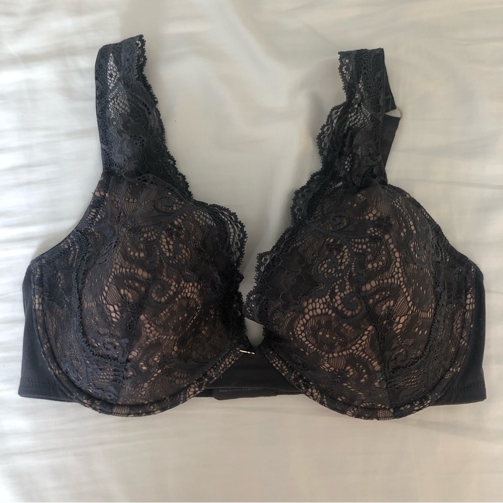 ThirdLove Lace Contour Plunge Bra 34E Charcoal